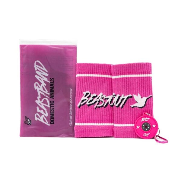 PACK MUÑEQUERA ROSA + LLAVERO A JUEGO