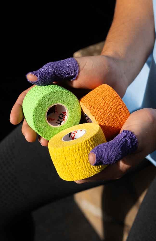 tape-para-crossfit-colores-naranja-amarillo-y-verde-violeta